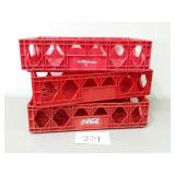 3 Vintage Coca Cola Stackable Plastic Crates
