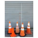 5 Traffic Safety Cones + Markers / Rods