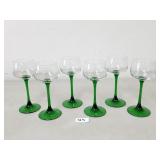 Cristal Dï¿½Arques Green Stem Wine Glasses (No Ship)