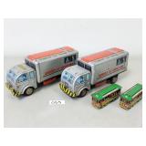 Vintage Tin Armored Car Savings Banks & Trolleys