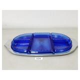 Cobalt Blue Divided Glass Dish Set (No Ship)