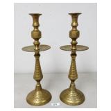 Vintage Moroccan Style Brass Candlestick Holders