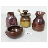 Brown Pottery / Stoneware Jars and Bowl (No Ship)