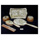 Vintage Art Deco Pearlized Celluloid Vanity Set