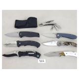6 Folding Pockets Knives + Multi-Tool