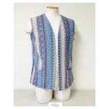 Vintage Boho Vest Open Front Waistcoat w/ Pockets