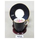 Aynsley Onyx Black Demitasse Cup and Saucer