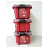 3 Husky Plastic Storage Bins (No Ship)