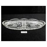 Vintage Crystal Glass Celery Boat / Relish Dish