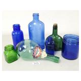 Cobalt Blue and Green Apothecary Bottles (No Ship)