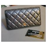 Chanel Black Quilted Caviar Yen Wallet