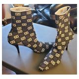Gucci Pointy Toe Sock Boots Black And White $400