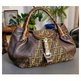 Fendi Tobacco Zucca Canvas and Leather Spy Bag