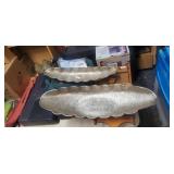 2 Vintage hammered aluminum shell-shaped serving