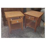 2 Mission style oak end tables