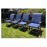 4 Cedar Folding Chairs with Cushions