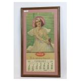Framed Coca-Cola advertising calendar from 1938