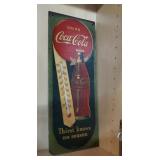 Vintage Coca-Cola embossed metal ad  thermometer