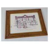 Framed vintage print women in historical fashion