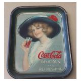 "Hamilton King Girl" drinking Coca-Cola. Tray