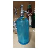 Vintage turquoise blue glass seltzer bottle