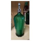Vintage green glass seltzer bottle