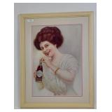 Vintage-style framed print  "1909 Calendar Girl"
