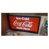 Vintage-style framed Coca-Cola 'Ice-Cold Sold Here