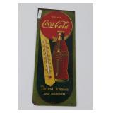 Vintage Coca-Cola embossed metal ad  thermometer