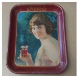 Vintage metal serving tray   "model at dusk"