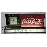 Vintage 1950s Coca-Cola light-up counter clock sig