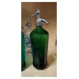 Vintage green glass seltzer bottle ART DECO