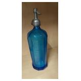 Rare, Vintage cobalt blue faceted seltzer bottle