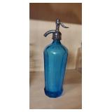 Vintage blue glass seltzer bottle