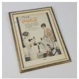 Framed vintage-style advertising poster for Coca-C