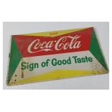 Vintage 1950s double-sided Coca-Cola metal sign