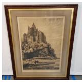 Antique etching of Mont Saint-Michel - A.H. Haig