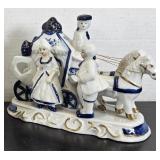 Vintage Porcelain Colonial Horse & Carriage w/ Fig