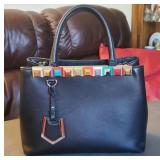 Fendi Petite 2Jours Black Leather Tote