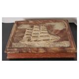 Vintage Dantï¿½ Mahogany Jewelry Box - Clipper Ship