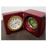 Bey Berk Quartz Clock and Compass Wooden Box