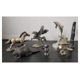 Assorted Pewter Figurines Statues Various Animals