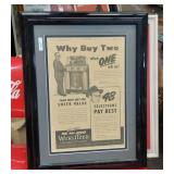 Framed vintage advertisement for the Wurlitzer