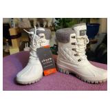 White quilted boots are the Storm by Cougar Creek