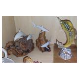 John Perry shark and dolphin and Murano dolphin