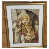 Framed print of an angel guiding a woman