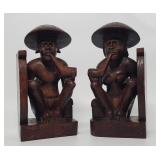 Vintage mid-century hand-carved bookends