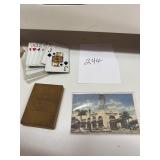 Vintage Brown Derby Playing Cards and Postcard