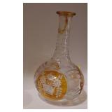 Vintage Bohemian amber cut crystal decanter
