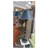 Hand Carved black and gold candlestick table lamp